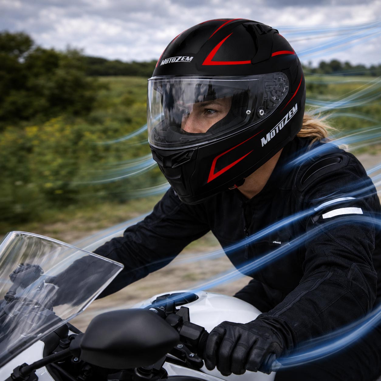 Ventilace helmy na motorku Motozem
