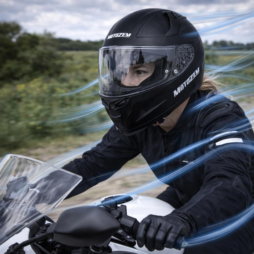 Ventilace helmy na motorku Motozem