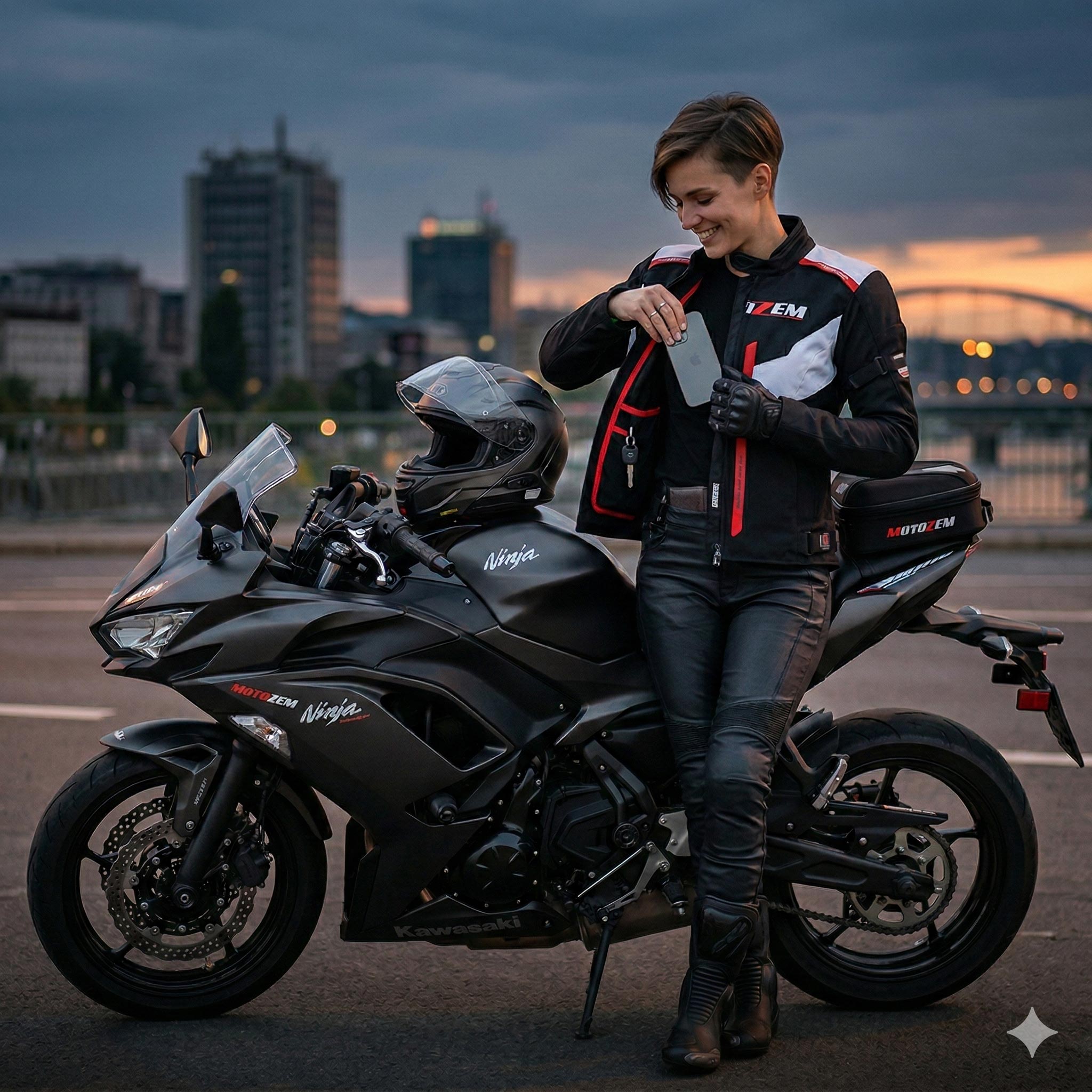 Vnitřní a vnější kapsy bundy na moto MotoZem