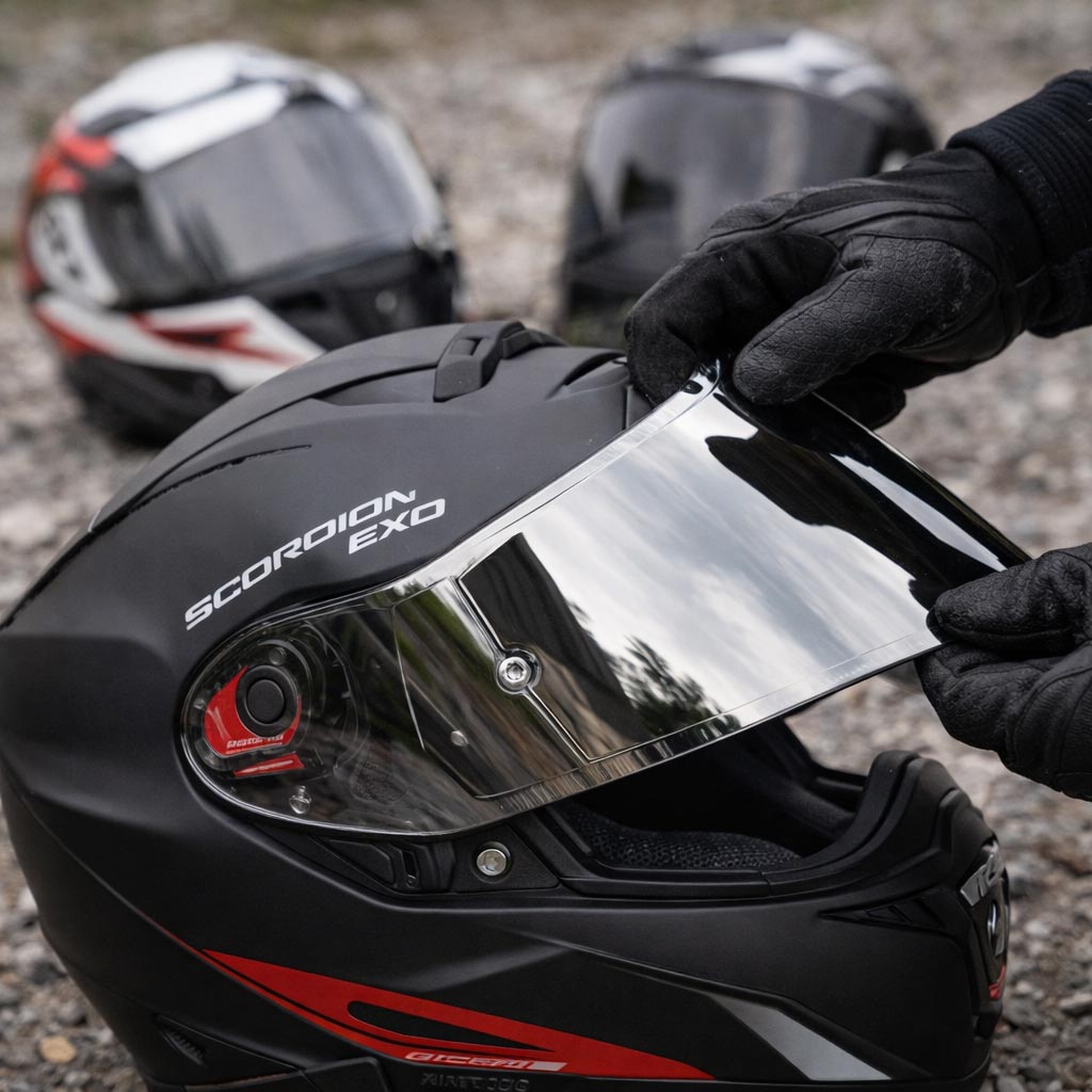 Plexi na helmy na motorku Scorpion