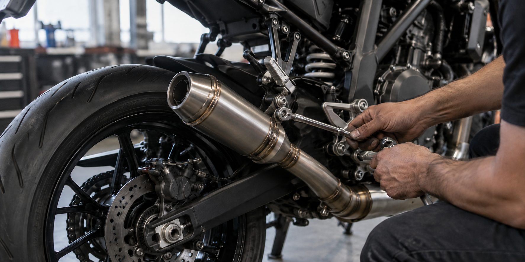 Úprava výfuku na motorce pro lepší průchod spalin a zvýšení výkonu