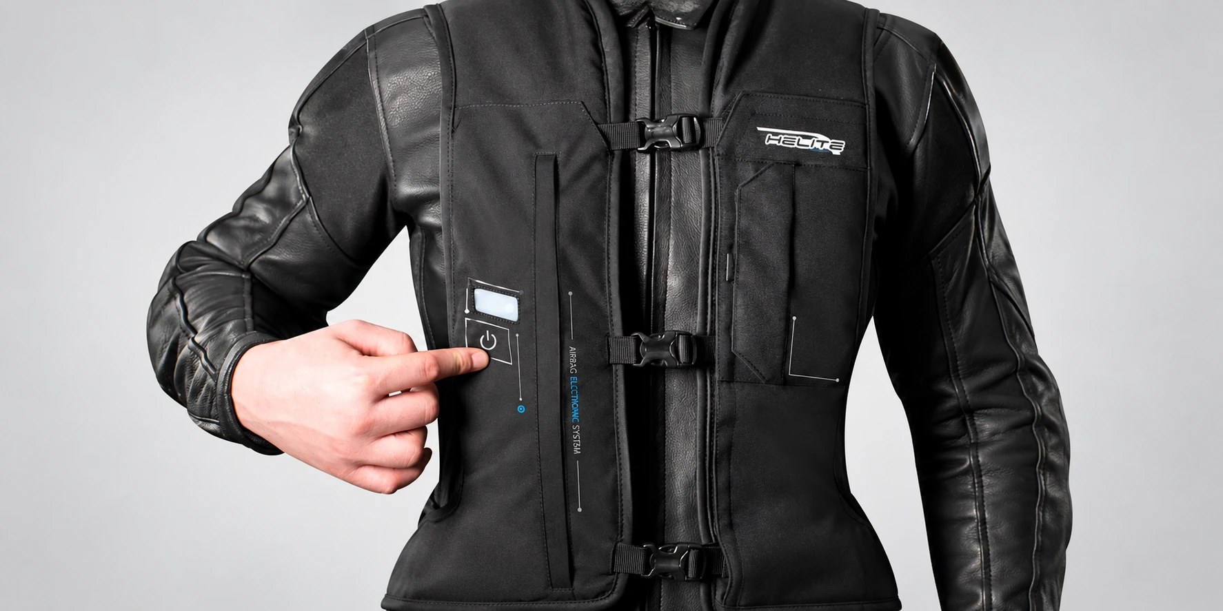 Elektronický moto airbag se senzory a řídicí jednotkou