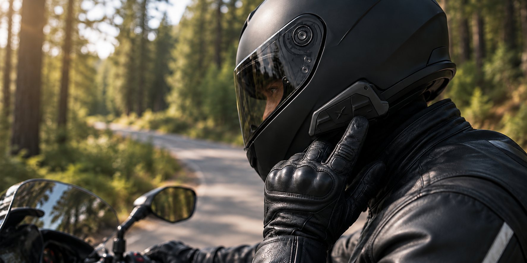 Interkom EXOCOM na moto helmě při vyjížďce