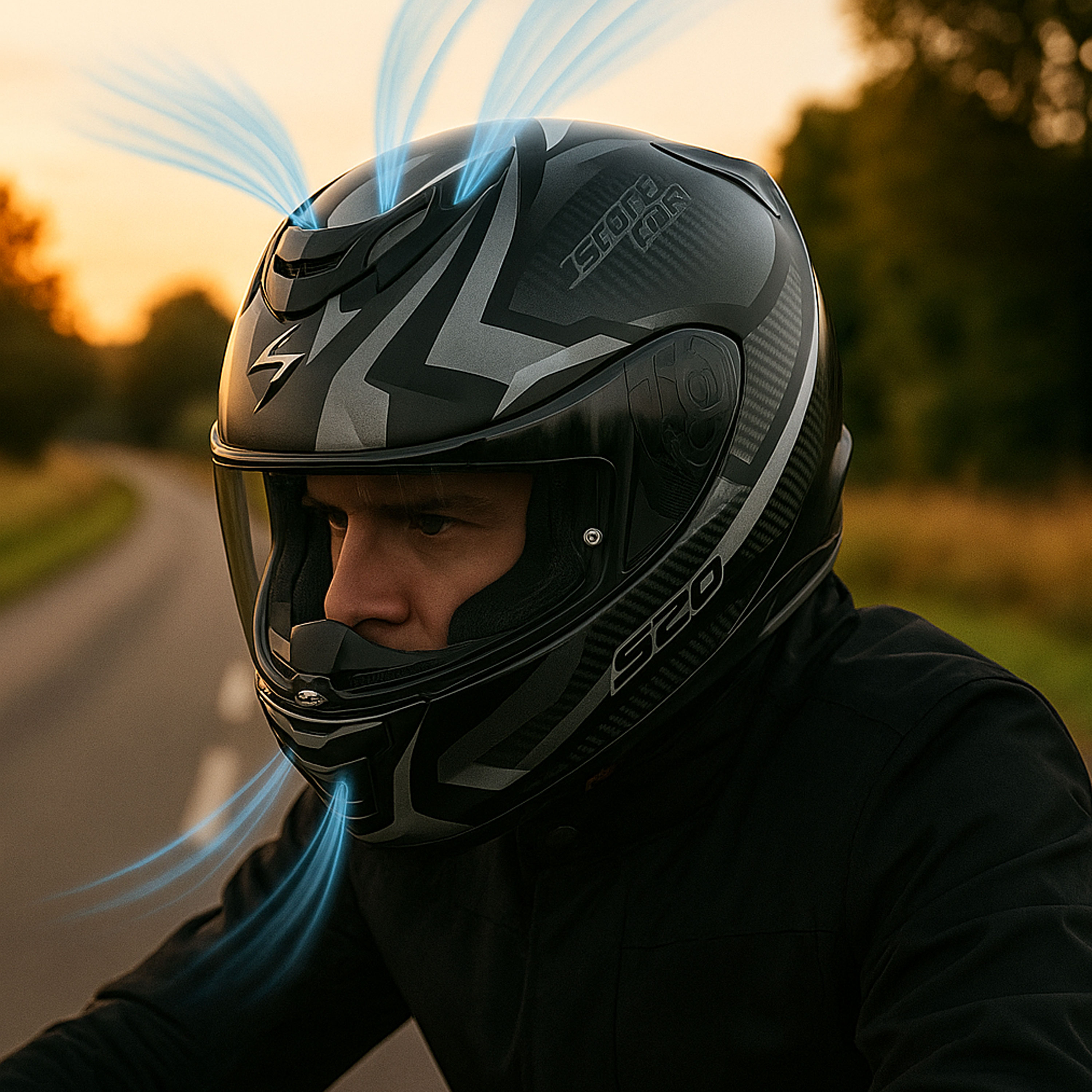 Ventilace helmy na motorku Scorpion 